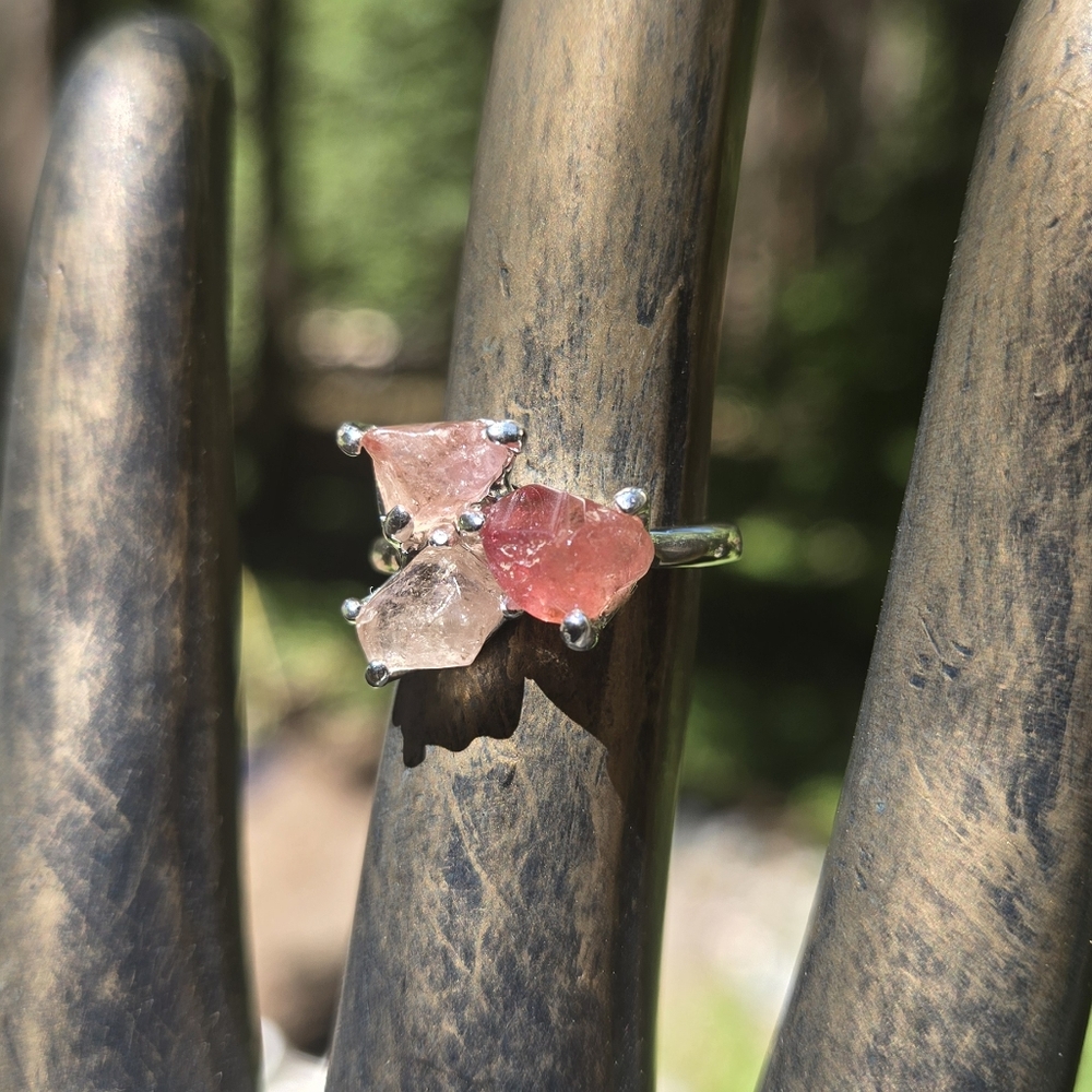 Rasberry Strawberry & Pink Gradient Tourmaline Sterling Ring Sz6.5 - Picture 5 of 7